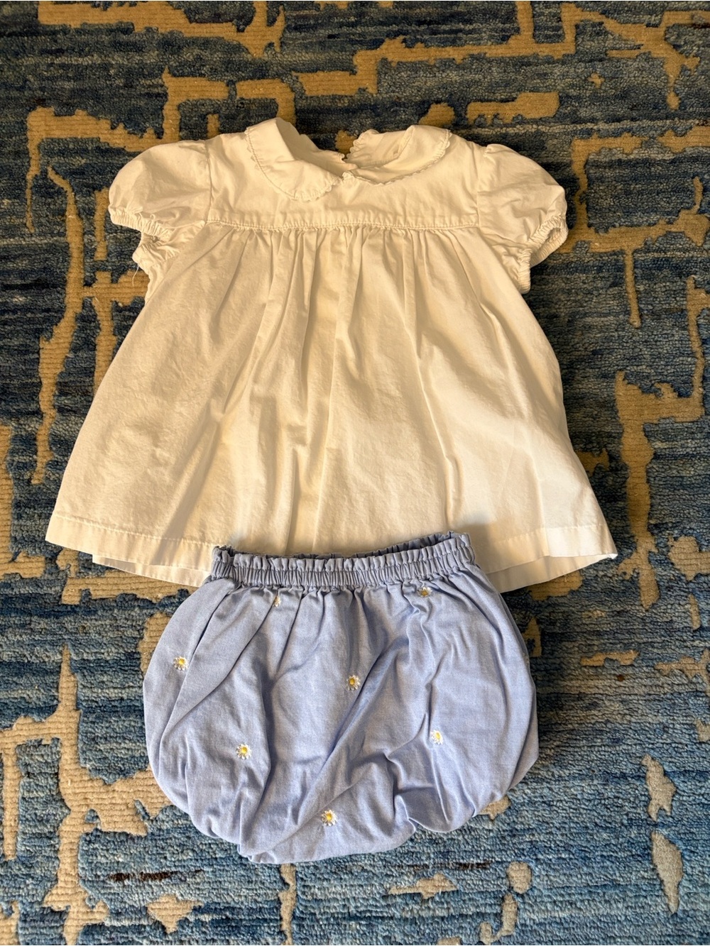 Ralph Lauren White Top with Light Blue Daisy Bloomer
